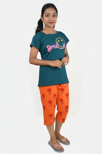 Girls Cotton Printed Top & Printed Capri Set Laku Boys Women