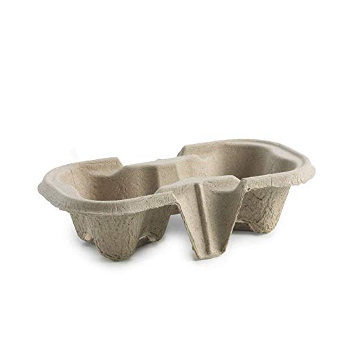 Thali Outlet - 90 x (2 Cup) Holders Biodegradable Carrier Molded Pulp Fibre - Takeaway Shops Restaurants by Thali Outlet Leeds