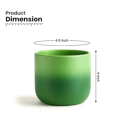 Image of Urban Plant Terracotta Pot - Trendy Planter for Modern Home & Garden Spaces (Gala Gradient Terracotta Pot - Green)