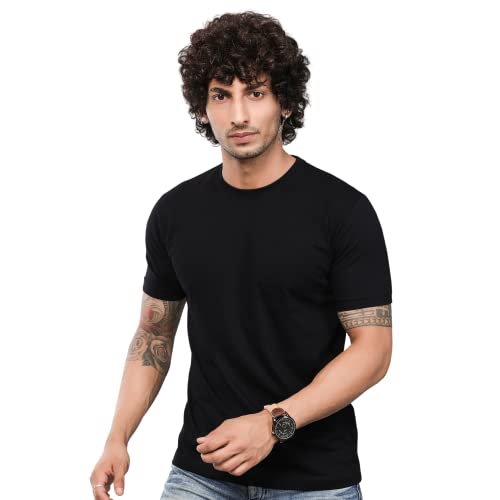 Image of Men's Pure Cotton Round Neck Half Sleeve Plain T-Shirt