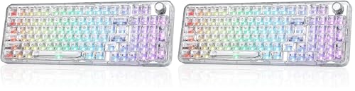 YUNZII X98 QMK/VIA�Ή� ���C�����X ���J�j�J���Q�[�~���O�L�[�{�[�h �����L�[�L���b�v 3���[�h�ڑ� BT5.0/2.4GHz/USB-C �z�b�g�X���b�v�\ �����ς݃X�C�b�` �K�X�P�b�g�\�� RGB�o�b�N���C�g �m�u�t�� Win/Mac��