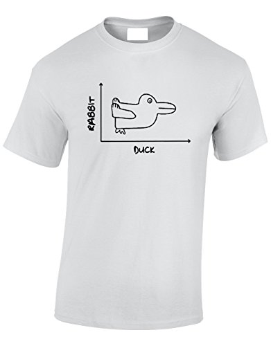 Image of Crown Designs Rabbit Duck Graph Chart Cool Funky Geek Nerd for Men & Teenagers T-Shirts Tops - White / 3X-Large