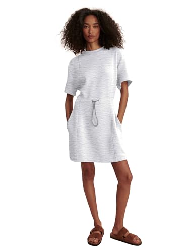 Image of COCOMARTS Dresses for Women Summer Short Sleeve Crew Neck Sweatshirt Dress Drawstring Waist Tunic Tops Mini Vacation Sundress