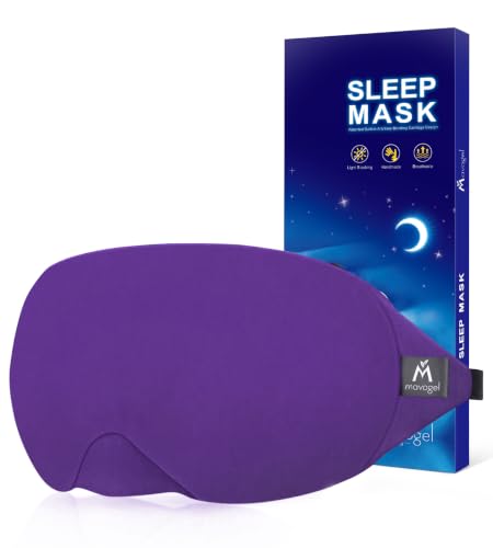 Image of Mavogel Cotton Sleep Eye Mask, Breathable Light Blocking Sleep Mask | Soft Comfortable Night Eye Mask for Men Women, Eye Cover for Travel /Sleeping /Shift Work, Includes Travel Pouch (Purple)
