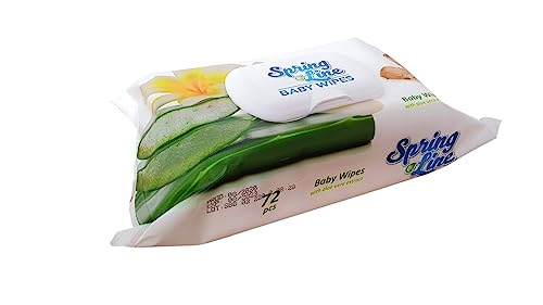 Spring Line Toallitas húmedas para bebé, aceite de oliva/aloe vera con tapa, 72 unidades
