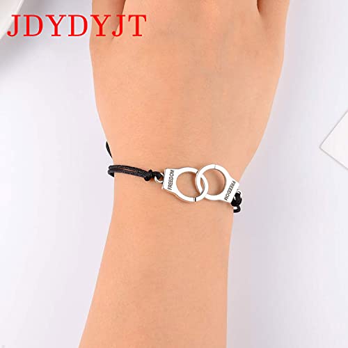 Image of YJT Partners in Crime for 2 Best Friends Handcuff BFF Bracelets Girls Women Friendship Bracelets for Couples, Mom and Daughter 2PC, with 2 Message Cards