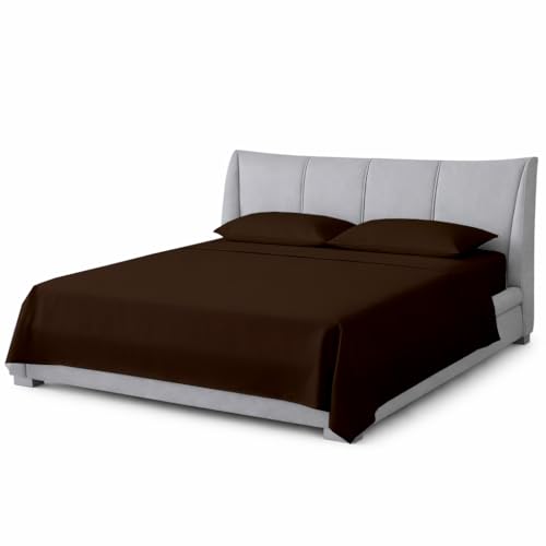 Shreem Linen Super Single Waterbed Sheets, 4-Piece 100% Egyptian Cotton Attached Sheet Set with 15" Deep Pocket, Soft & Breathable Bedsheets for Water Beds, Chocolate Solid