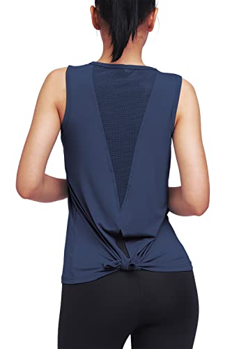 Mippo Womens Workout Tops Yoga Running Tank Tops Tennis Exercise Tops For Women Muslce Tank Sleeveless Summer Workout Shirts Running Tops Clothes For Women Navy Blue M #TOP4