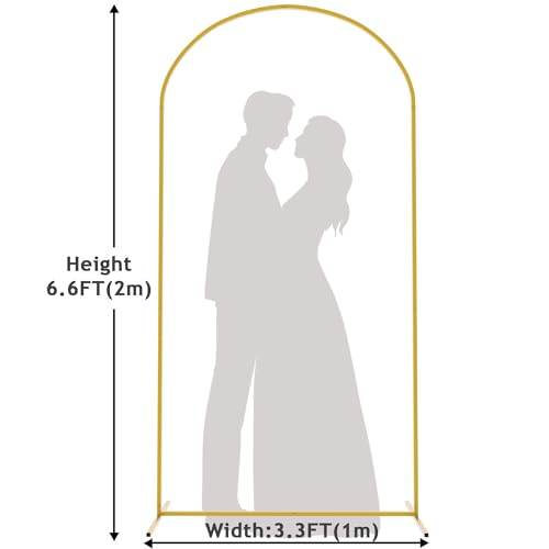 Image of Putros Arch Backdrop Stand, 6.6ft, Metal Wedding Arch Stand, Gold, Arched Background Frame for Birthday Party, Baby Shower, Graduation, Photography Decoration