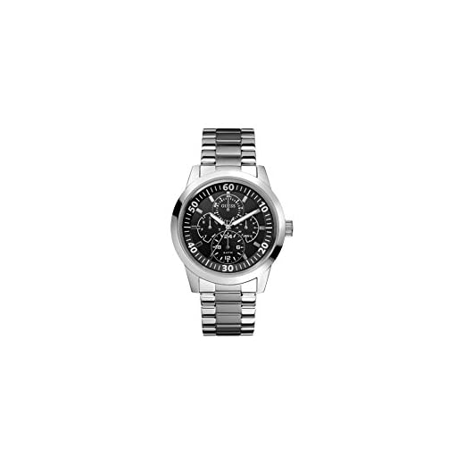 Guess W11562G3 - Reloj analógico de Cuarzo para Hombre con Correa de Acero Inoxidable, Color Plateado