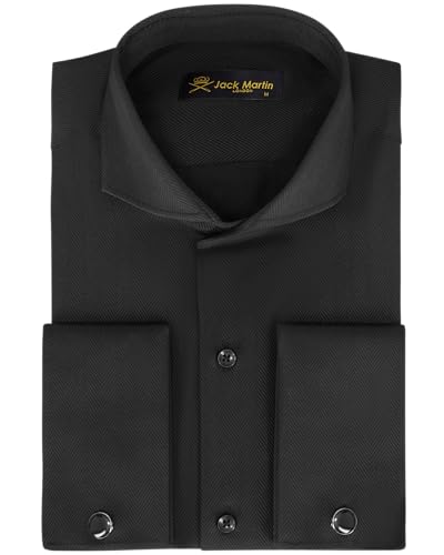 Jack Martin London Chemises habillées pour Hommes à Poignets Mousquetaires avec col Italien | Boutons de Manchette Inclus | Chemise Formelle Luxe à Manches...