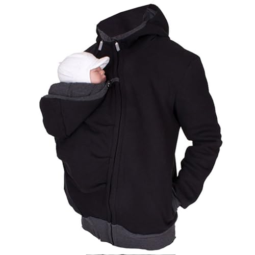 Känguru Kapuzenpullover Vater und Baby, Fleece 2in1 Männer Tragejacke...