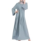 2023 Women's Muslim Dresses Ramadan Prayer Clothes Solid Long Sleeve Abaya Caftan Dress National Dubai Islam Robe