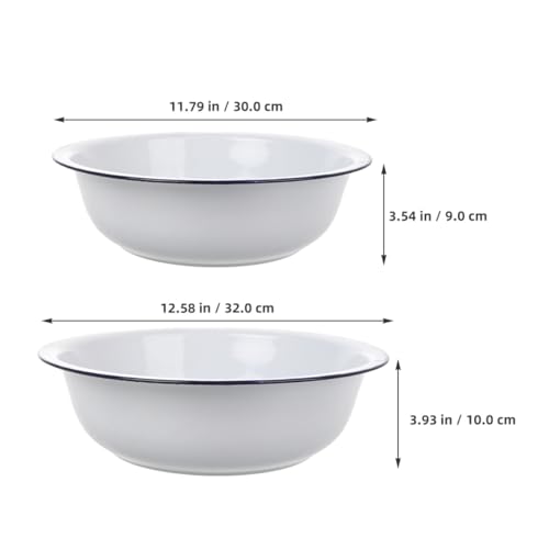BESPORTBLE 2 piezas tazones esmaltados blancos 30 y 32 cm miniatura 2