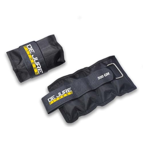 Image of De Jure Fitness Adjustable Ankle & Wrist Weights Pair (0.5KG x 2) for Men & Women | Strength Training, Walking, Running, Workout, Yoga | Comfortable, Durable | Black - 1KG