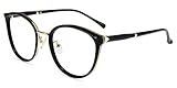 Firmoo Panto Anti Blaulicht Brille ohne Sehstärke Damen, Blaulichtfilter Computer Brille Herren, Runde Retro Nerdbrille Schwarz, Blaulicht UV Schutzbrille für Bildschirme
