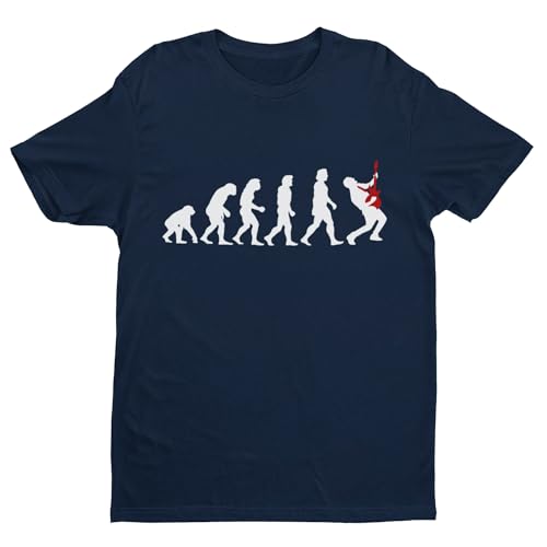 GALAXY TEES T-shirt humoristique pour homme The Evolution of The Guitar Player, Bleu marine, L