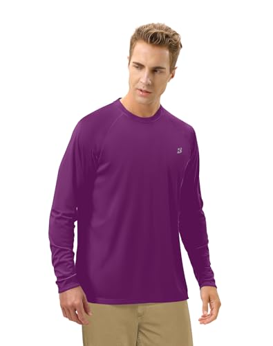 Image of Roadbox Mens UPF 50+ UV Sun Protection Shirts Outdoor Long Sleeve SPF Rash Guard for Fishing Hiking Swimming Running