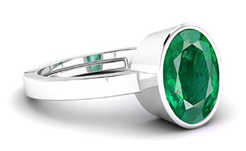 Image of LMDPRAJAPATIS 2.25 Ratti Oval Shape Created Emerald Delicate Adjustable Ring- 925 Sterling Silver - Hand Made Jewelry