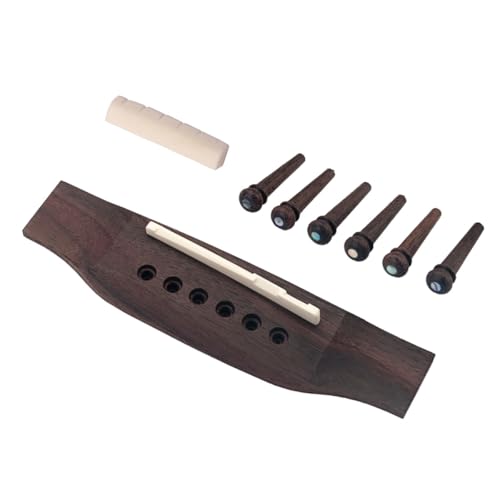 MUSISALY Gitarrenzubehör 6 Stück mit Palisander Brücke Knochen Sattel und Holzstiften für Westerngitarre für Gitarrenreparatur und Klangoptimierung