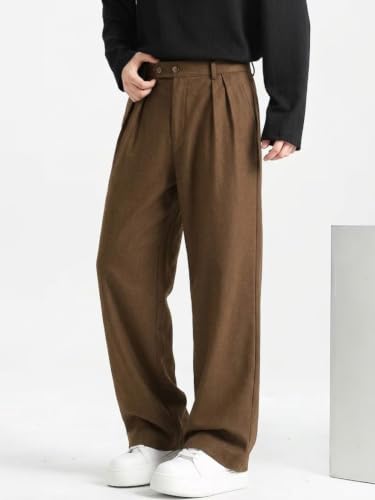 Image of Linen Pants for man | Relaxed Fit Korean Pants | Gurkha Trouser | Lower for Men | Elastic Waist Bottom wear | Straight Fit Casual Trousers | Formal Pant for Office & Wedding