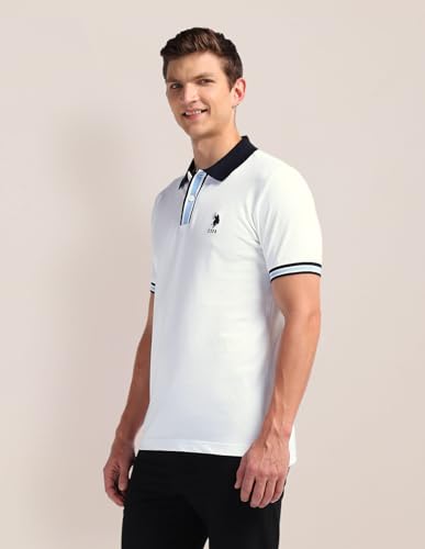 Image of U.S. Polo ASSN. Solid Slim Fit Polo T Shirts for Men - 100% Cotton, Half Sleeve Mens Tshirt