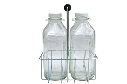 Wire Bottle Carrier for The Dairy Shoppe 64 oz bottles (64 oz The Dairy Shoppe, 2 Cell Carrier)