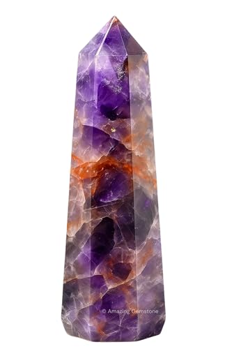 Image of Amazing Gemstone Amethyst Chevron Crystal Towers ~ Natural Healing Crystal Point Obelisk for Reiki Healing and Crystal Grid (3 inch to 4 inch INCH)