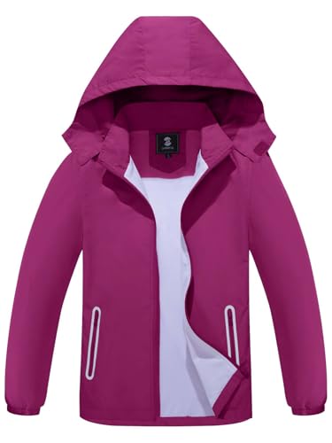 Image of SaphiRose Kids Waterproof Rain Jacket Mesh Lined with Removable Hood | Lightweight rain coat, windproof, breathable, school, camping, travel, outdoor play, boys and girls