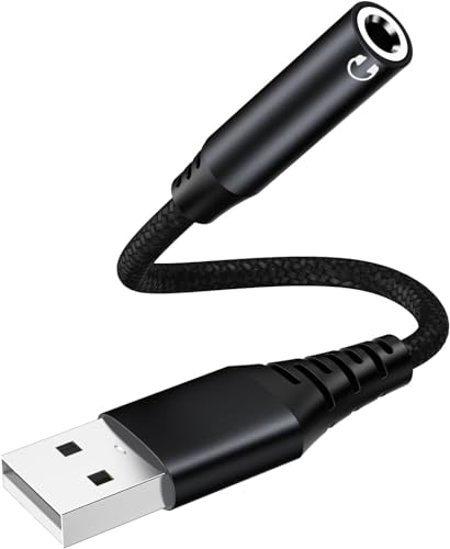Mizi (2Pack) USB to 3.5mm Audio Jack Adapter, External Sound Card Converter Compatible with Headset, PC, Laptop, Mac, Desktops, Linux, PS4 and More Devices - Black