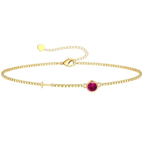 Image of Birthstone Bracelets for Women, Initial Bracelet Teen Stocking Stuffers Birthday Gifts for Teen Girls Initial Bracelet Trendy Letter A-Z Dainty Bracelet 21st 30th Mom Birthday Gift Birthstone Jewelry