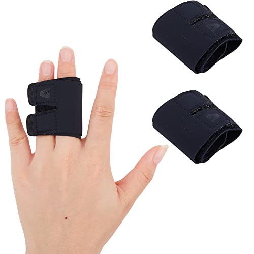 AMIJOUX 2 Pack Attelle de Doigt Manchons de Soutien des Doigts Réutilisables pour Les Blessures Sportives Attelles de Doigt de Déclenchement Élastiques Réglables pour Le Tennis de Volley-Ball de Bas Cover