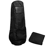 FIELDOOR ゴルフバッグカバー 脱着簡単 トラベルカバー 宅急便 宅配便 120cm 9.5型 48インチ 大きめ 頑丈 キャディバッグカバー YKKファスナー PVCコーティング 伝票ポケット付き 高耐久 600D リップストップ生地 飛行機 旅行 軽量 収納袋 保管 【ブラック】