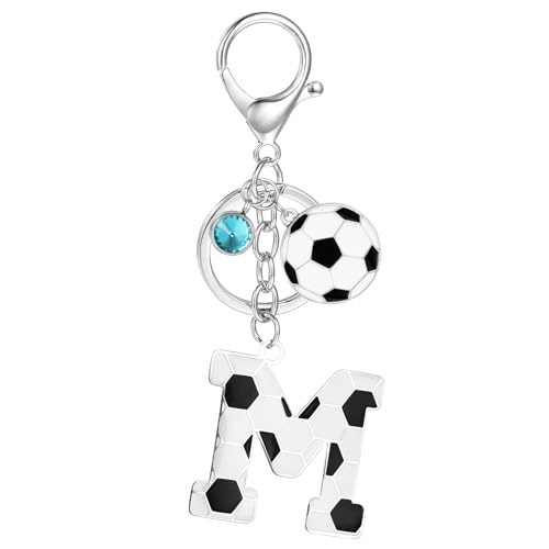 MWOOT - MWOOT Porte Clé Football avec Lettre Initiale, Porte Clef Alphabet avec Pendentif Football pour Amoureux du Football, Cadeau de Football Charme de Porte Clés pour Clé de Voiture Sac à Dos Décor(M) - -6%