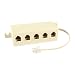 URBEST Beige RJ11 6P4C Male Plug to 5 Ports 6P4C Female Socket Phone Line Splitter Adapter