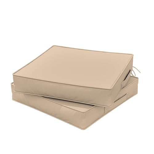 Outdoor Chair Cushions 22 X 22 X 4 Inch Patio Furniture Cushions Waterproof & Fade Resistant Outdoor Cushions for Patio Furniture with Handle & Adjustable Straps Set of 2