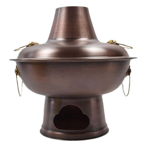 INUUXLG Chinese Hot Pot Chinese Traditional Hot Pot Copper Thick Hotpot Suitable for Camping Restaurant Cookware Hot Pot(30CM) (A 34cm)