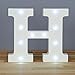 Produktbild Up in Lights dekorative LED weiße hölzerne Buchstaben Zeichen - Wandbehang batteriebetrieben - Brief H