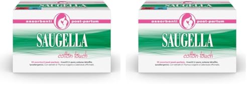 Immagine prodotto: Saugella Cotton Touch, Assorbenti Cotone Post Parto, Senza Strato Adesivo, Azione Antibatterica, Lenitiva, Confezione da 20 Assorbenti