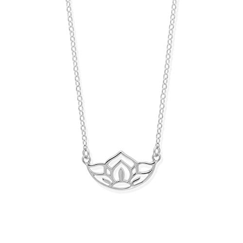 Boma Jewelry Sterling Silver Open Lotus Flower Blossom Necklace, 18 Inches