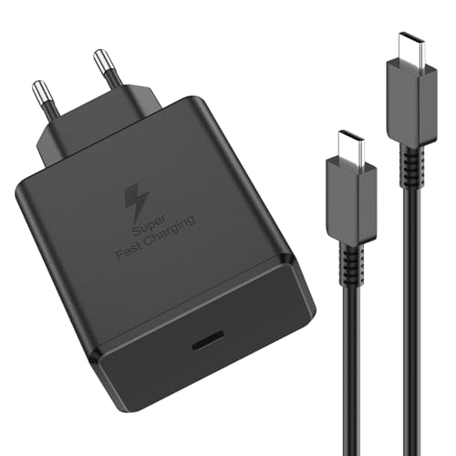 45W USB C Carga Rápida Ultra 2.0, Cargador Compatible con Samsung Galaxy S25 S24 S23 S22 Ultra FE y Tab S10 S9 S8, PD 3.0 PPS Adaptador de Corriente con Cable Tipo C 1.5M, Enchufe de Pare