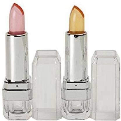 Transparent Colour Changing Moisturizing Jelly Lipstick for Glossy Pink Lips in Gold and Pink Colour (Pack of 2)