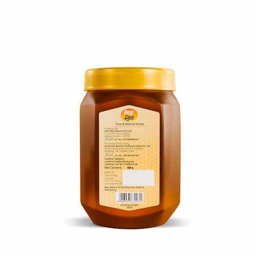 ANP BEE Raw Natural Honey I Supports Weight Loss I NMR Tested Unprocessed & Unfiltered Original Pure Honey I Multiflora Honey I Good for Heart Health I Plastic Bottle (Pack of 1, Honey 500gm)