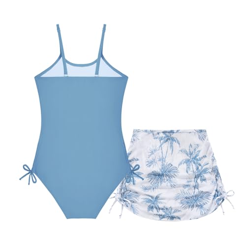 Weixinbuy Girl's One Piece Swimsuits with Mesh Skirt Bathing Suits Swimwear with Cover Up for Girls 9-16 Years2