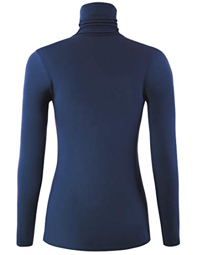 Image of AUHEGN Women's Long Sleeve Short Sleeve Lightweight Turtleneck Top Slim Fit Pullover T-Shirt (S-XXL)