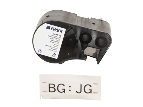 Brady Polyethylen-Etikettenband fĂĽr Etikettendrucker BMP51/BMP53/M511 - 80 Klebeetiketten - Schwarz auf WeiĂź (76,20 mm (B) x 19,05 mm (H)) - M5-12-109
