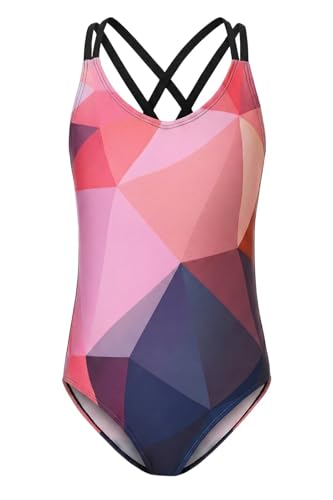 Image of Girls One Piece Swimsuits,Girls Bathing Suits with Adjustable Straps,Kids Hawaiian Floral Swimwear 3-16 Years