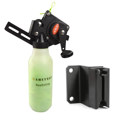ZSHJGJR Bow Fishing Reel Archery Bowfishing Tool Accessories Spincast Reel with 40m Fishing Rope for Compound Bow Recurve Bow Fishing (Green Reel + Arrow Clip)