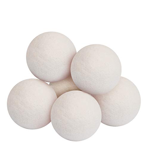 Wool Dryer Balls Organic XL 6-Pack, Premium Reusable Fabric Softener, Reduce Wrinkles Saves Drying Time, Static Cling, Hypoallergenic, Chemical Free