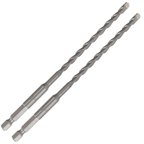 3/16 Inch Masonry Drill Bits (2 Pack - 6 Length Industrial Grade) Carbide Tipped Easily Cuts Through Concrete Cement Block Stone & More!
